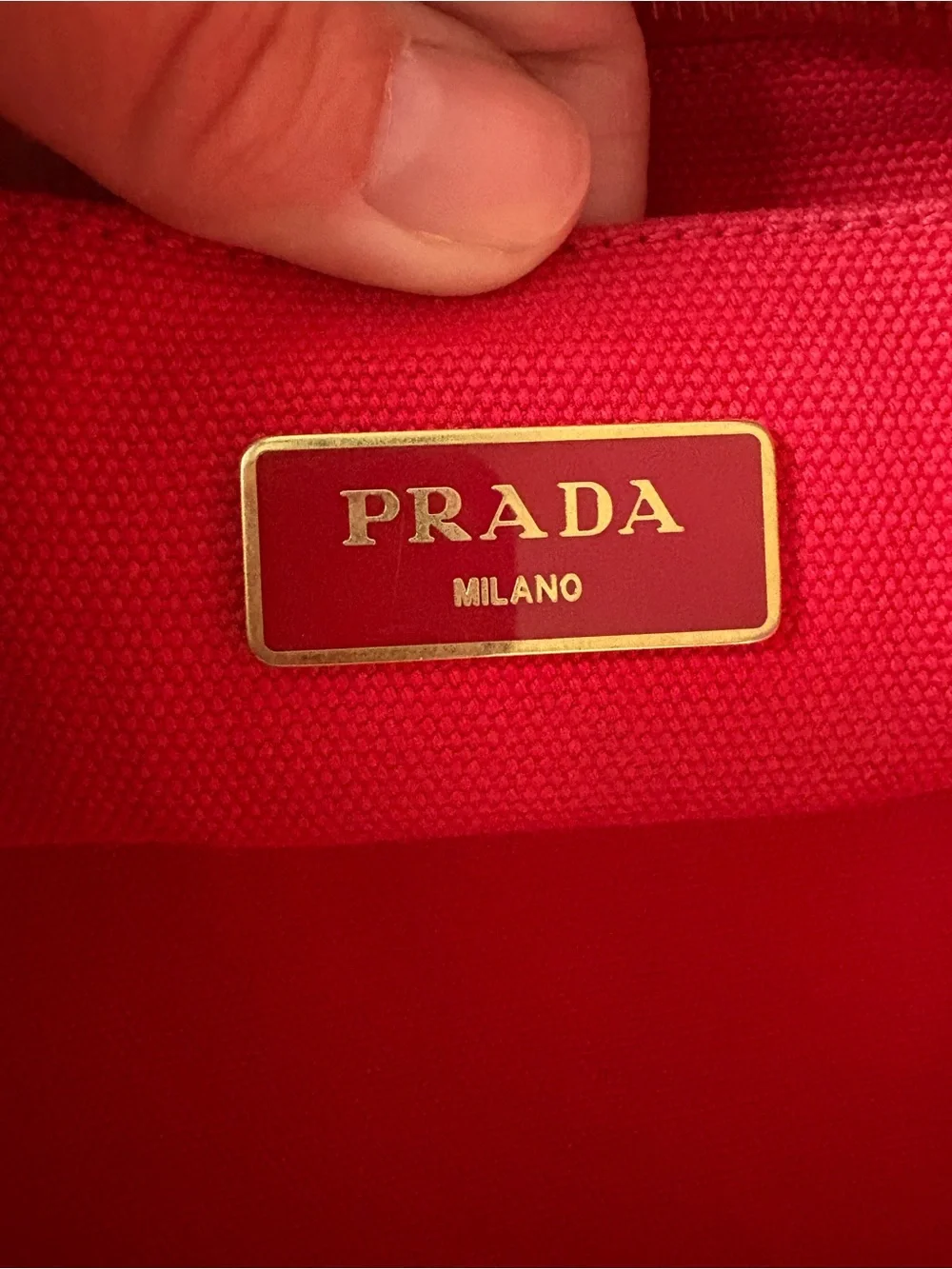 Authentic PRADA Canapa Small Canvas Tote Bag Rosso Red B2439G w/ Auth Card